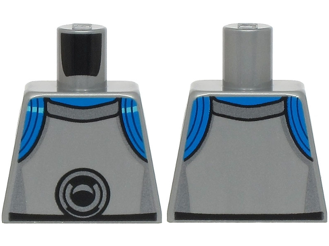Lego Torso Armor with Dark Silver Highlights and Large Circle, Blue Collar and Shoulder Rings Pattern