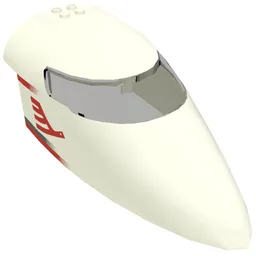 Aircraft Fuselage Curved Forward 8 x 16 x 5 with Trans-Brown Glass with Red Airline Bird and Stripes Print / White