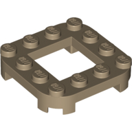 Lego Plate Round Corners 4 x 4 x 2/3 Circle with 2 x 2 Opening / Dark Tan