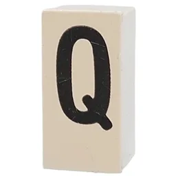 Tile Special 1 x 2 x 5/6 with Stud Hole in End with 'Q' Print