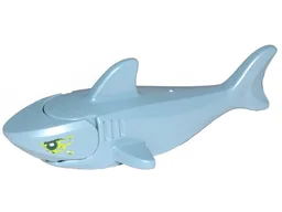 Shark with Rounded Nose and Debossed Gills with Black Eyes, Silver Pupils and Lime Slime Pattern
