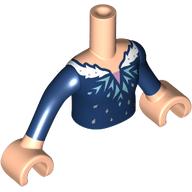 Lego Minidoll Torso Girl with Light Nougat Arms and Hands with Dark Blue Dress, Medium Azure Crystals, White Fur print / Light Nougat