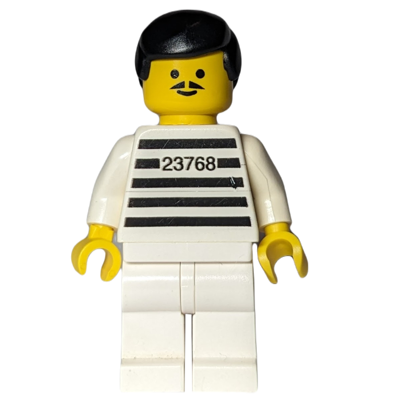 Lego Jailbreak Joe, Prison Shirt with #23768, White Legs