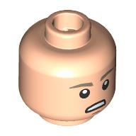 Lego Minifig Head Luke Skywalker, Dark Tan Eyebrows, Worried / Closed Eyes / Light Nougat