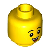 Minifig Head Child, Freckles, Big Open Mouth Smile Print / Yellow