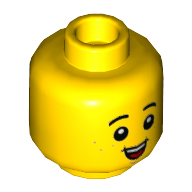 Lego Minifig Head Child, Freckles, Big Open Mouth Smile Print / Yellow