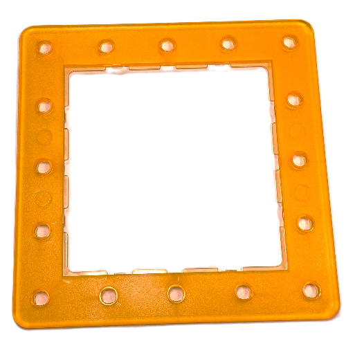 Lego Clikits Frame, Square with 5 x 5 Holes Arrangement / Trans-Flame Yellowish Orange