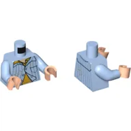 Torso Pajamas with Vertical Blue Stripes, Yellow Undershirt and Spots Print, Bright Light Blue Arms, Light Nougat Hands / Bright Light Blue