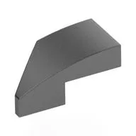 Brick Wedged, Curved 2 x 1 with Stud Notch Right / Flat Silver