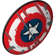 Shield Round Bowed with Red, White, and Blue Circles with Star, Scratches Print (Captain America)