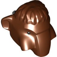 Lego Animal Body Part, Mammoth Head with Black Eyes print / Reddish Brown