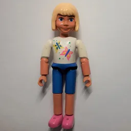 Belville Figure Articulated Elbows, Child, Female, Light Yellow Hair, Blue Shorts, White Shirt with Butterfly Print / White