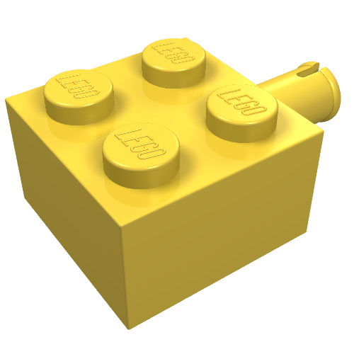 Lego Brick Special 2 x 2 with Pin and No Axle Hole / Yellow