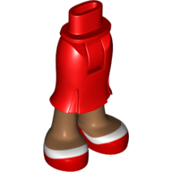 Lego Minidoll Hips and Long Skirt with Medium Nougat Legs and Red / White Shoes Print