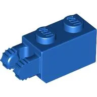 Hinge Brick 1 x 2 Locking with 2 Fingers Vertical End, 9 Teeth / Blue