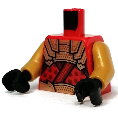 Lego Torso Armor, Gold Belt and Chestplate over Robes print, Pearl Gold Arms, Black Hands / Red