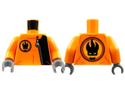 Torso Agents Villain with Zipper & Villain Logo on Back Pattern / Orange Arms / Dark Bluish Gray Hands