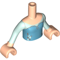 Lego Minidoll Torso Girl with Medium Azure Top with Silver Icons Print, Light Aqua Sleeves and Light Nougat Hands