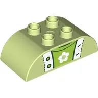 Duplo Brick 2 x 4 Curved Top with Sweater Top and Lime Undershirt Print / Yellowish Green