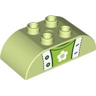 Lego Duplo Brick 2 x 4 Curved Top, Sweater Top and Lime Undershirt Print / Yellowish Green