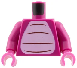 Torso Bright Pink Stomach with 4 Dark Red Stripes Pattern / Magenta Arms / Dark Pink Hands / Magenta