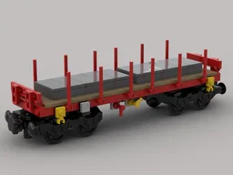 Flat freight wagon (Flachwagen) Typ Rmms from DB Cargo with load.