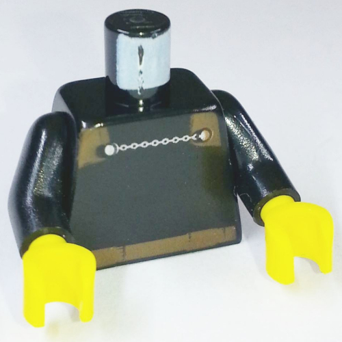 Lego Torso Cape Chain Clasp and Belt Print (Dooku), Black Arms, Yellow Hands / Black