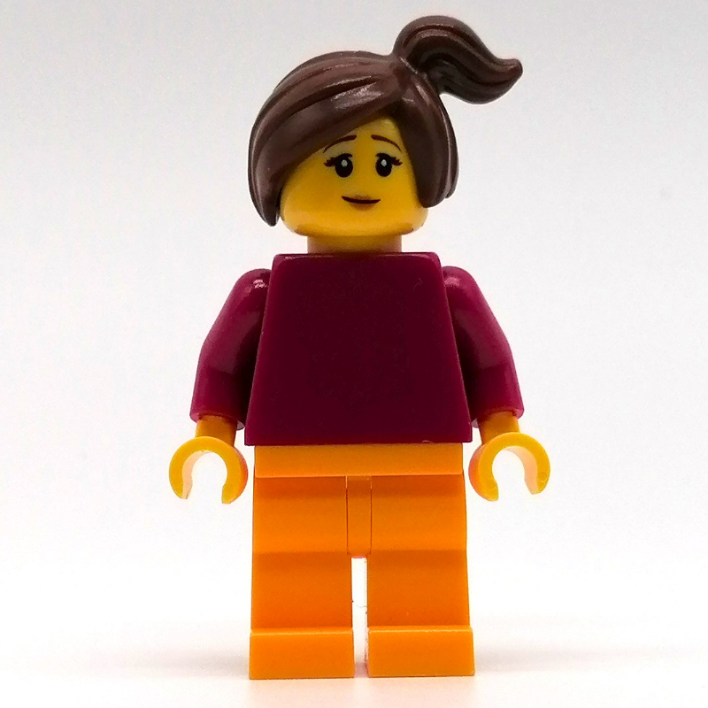 Lego Maria - Magenta Torso, Orange Legs, Reddish Brown Hair