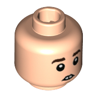 Lego Minifig Head Neville Longbottom, Dual Sided, Dark Brown Eyebrows, Buck Teeth / Closed Eyes and Mouth Print [Hollow Stud] / Light Nougat