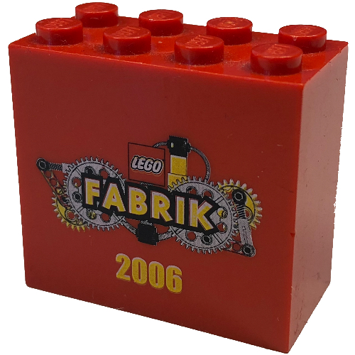 Lego Brick 2 x 4 x 3 with 'LEGO FABRIK 2006' Print / Red