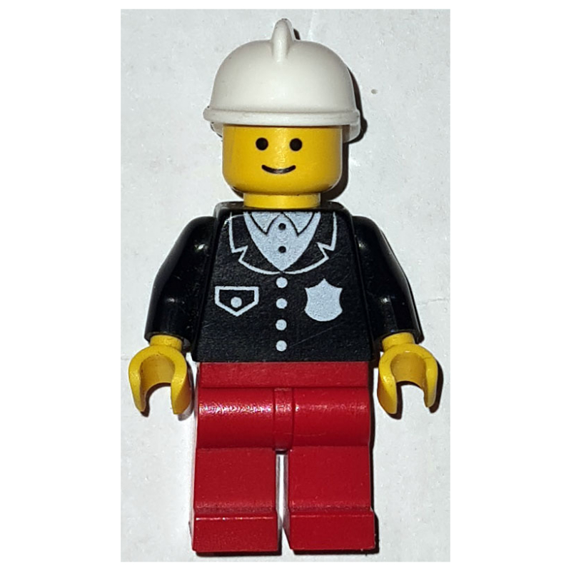 Lego Police - Black Torso, Red Legs, White Fire Helmet