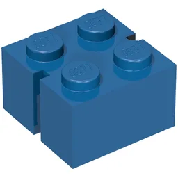 Brick 2 x 2 without Bottom Tubes, Slotted (with 2 slots, opposite) / Blue