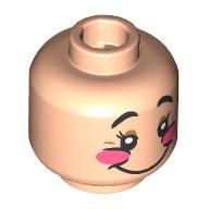 Lego Minifig Head Bashful, Rosy Cheeks, Dark Orange Eyeshadow, Big Smile, Open Mouth Smile / Light Nougat