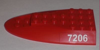 Lego Aircraft Fuselage Aft Section Curved Top 6 x 10 with '7206' Pattern on Both Sides (Stickers) - Set 7206
