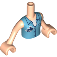 Lego Minidoll Torso Girl with Medium Azure Shirt, and Dark Blue Cross and Paw Logo Print, Light Nougat Arms and Hands / Light Nougat