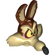 Lego Minifig Head Special, Tan Face, Eyes and Ears print (Wile E Coyote) / Reddish Brown