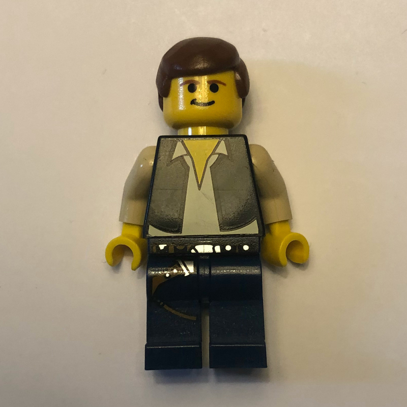 Lego Han Solo, Black Vest, Yellow Skin, Dark Blue Legs