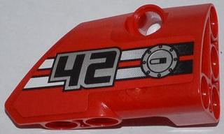 Lego Technic, Panel Fairing # 2 Small Smooth Short, Side B with '42', Filler Cap and 2 Black to White Fade Stripes Pattern (Sticker) - Set 42011