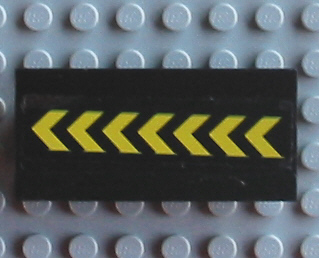 Lego Vehicle, Spoiler / Plow Blade 6 x 3 with Hinge with 7 Yellow Chevrons Pattern (Sticker) - Set 6573