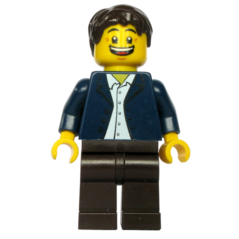 Lego Dark Blue Torso, Dark Brown Legs, Dark Brown Hair