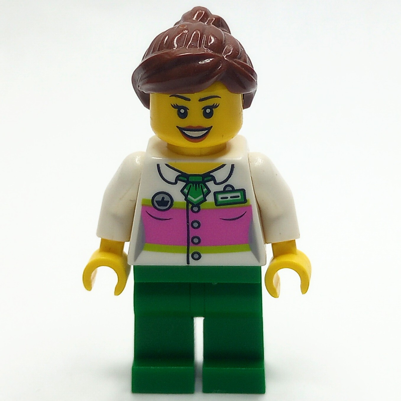 Lego White Torso, Green Legs, Reddish Brown Hair