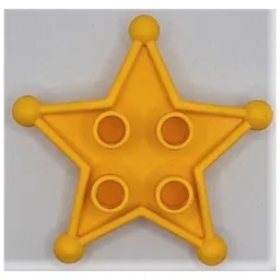 Duplo Sheriff Star with 2 x 2 Studs on Front, and Clip on Back (For Humans) / Yellow