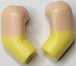 Arm, (Matching Left and Right) Pair with Molded Light Nougat Short Sleeves  Pattern / Bright Light Yellow