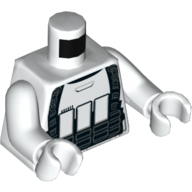 Lego Torso Armor with Black Straps Print, White Arms and Hands / White