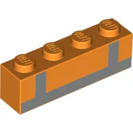 Brick 1 x 4 with Orange Safety Vest, Light Bluish Gray Band Print / Orange