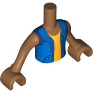 Lego Minidoll Torso Boy with Medium Nougat Arms and Hands with Blue Sleeveless Hoodie over Bright Light Orange Shirt Print / Medium Nougat