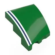 Brick Wedged, Curved 3 x 2 with Stud Notch Left with White/Dark Blue/White Stripes Print