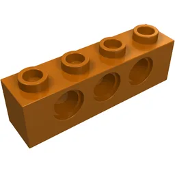 Technic Brick 1 x 4 [3 Pin Holes] / Dark Orange