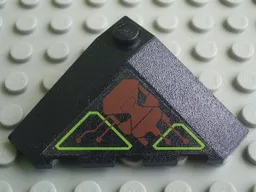 Wedge 4 x 4 (Slope 18 Corner) with Dark Red and Lime Circuitry and Skull Pattern (Sticker) - Set 7707