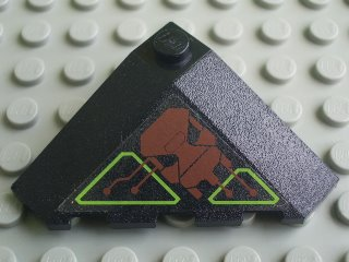 Lego Wedge 4 x 4 (Slope 18 Corner) with Dark Red and Lime Circuitry and Skull Pattern (Sticker) - Set 7707